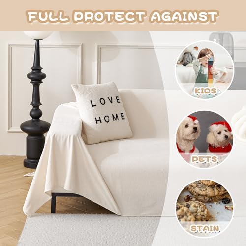 MYSKY HOME White Sofa Cover for 3 Cushion Sectional