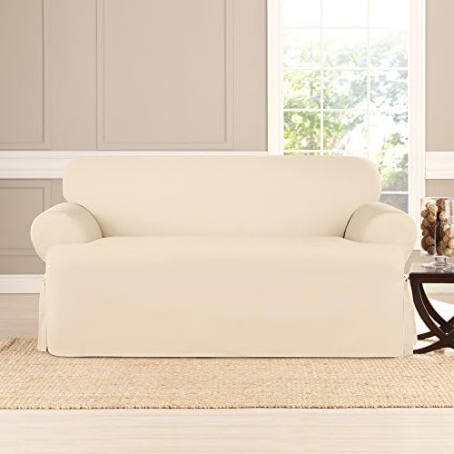 SureFit Duck Heavyweight Cotton Loveseat Slipcover 1