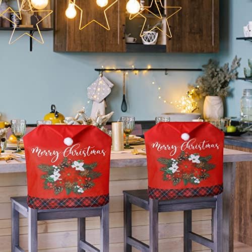Yinder 6 Pcs Christmas Chair Covers with Santa Hat Design