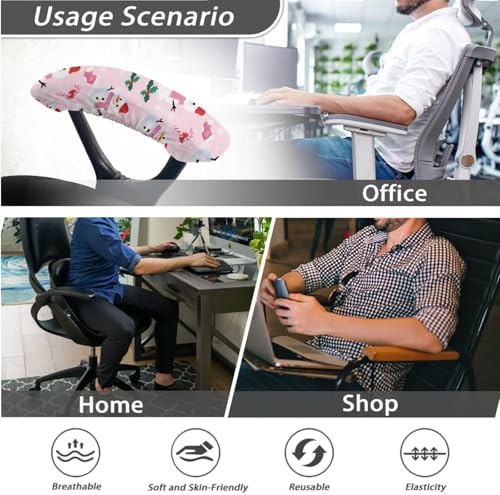 Snowman Print Office Chair Cover Set 3Pcs Pink L