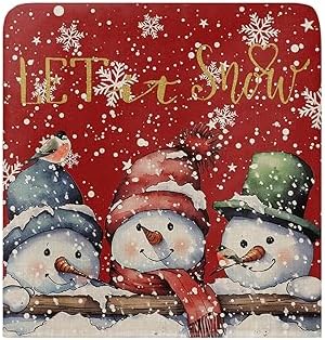 LiDU Red Snowman Christmas Chair Covers Set of 4 for Dining Room