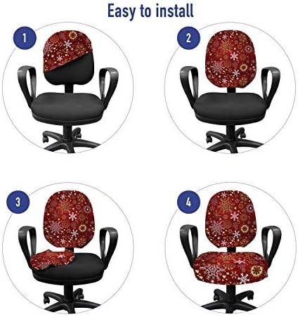 Ambesonne Winter Office Chair Slipcover with Christmas Hearts and Swirls Design
