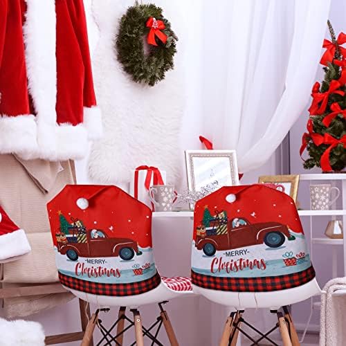 Yinder 6 Pcs Christmas Chair Covers with Santa Hat Design