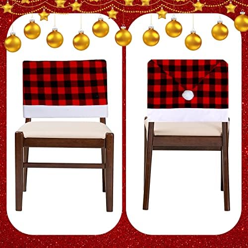 4PCS Christmas Buffalo Plaid Chair Covers