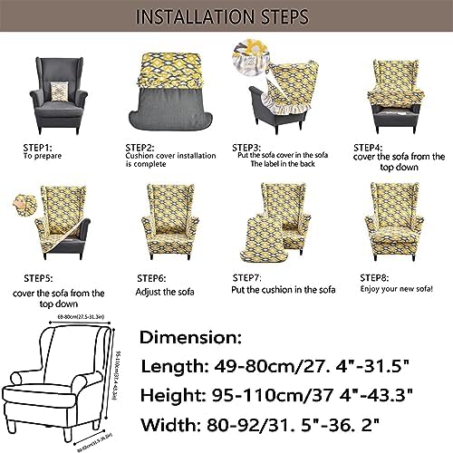 Wingback Chair Covers 2 Piece Stretchy and Washable
