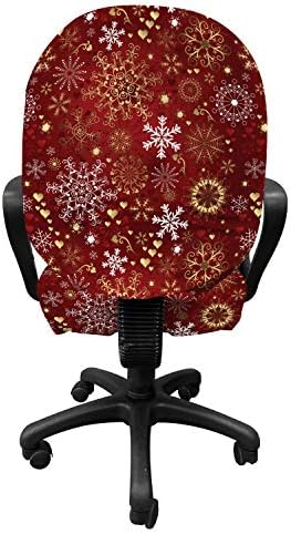 Ambesonne Winter Office Chair Slipcover with Christmas Hearts and Swirls Design