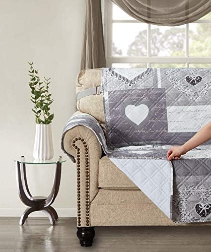 Brilliant Sunshine Heart Love Loveseat Slip Cover - Grey