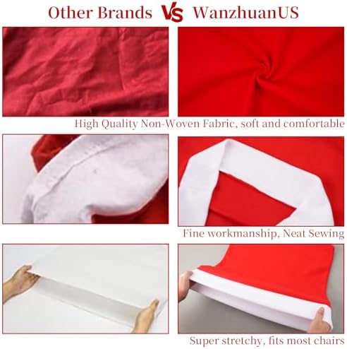 8 PCS Red Christmas Chair Covers with Santa Hat Design