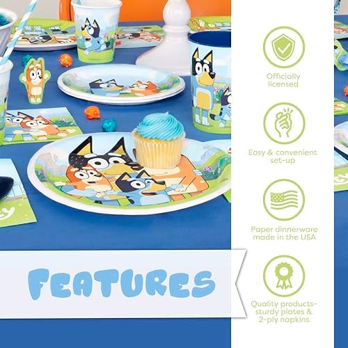 Unique Bluey Birthday Party Supplies Set for 16 Guests
