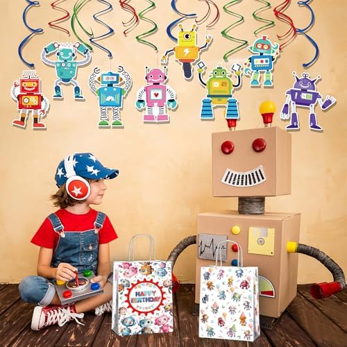 JOYGATHER 24 Pcs Robot Tote Bags with Handles