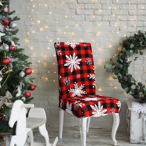 Preboun 6 Pcs Christmas Chair Covers with Snowflake Pattern