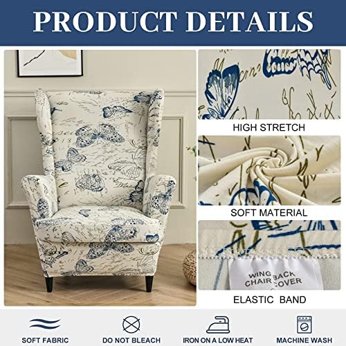 HAOYONG Stretch Wing Chair Cover Set with Ottoman 2Pcs