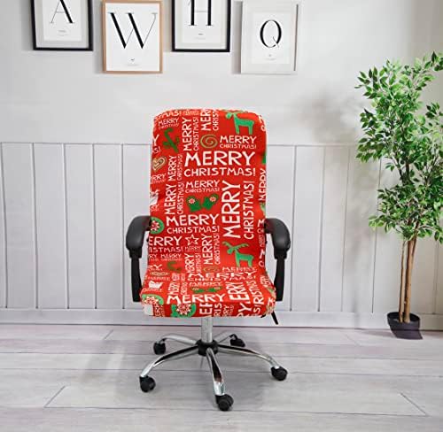 Christmas Office Chair Cover with Zipper and Reindeer Print