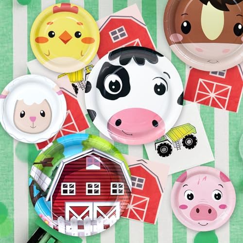 180Pcs Farm Animals Party Plates and Napkins Set