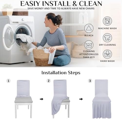 DREAMANIA 2pcs Chair Covers Stretch Parsons Skirt Slipcover