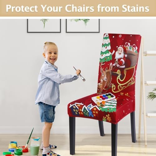 SearchI Christmas Chair Covers Set of 4 Stretchable Dining Chair Slipcovers