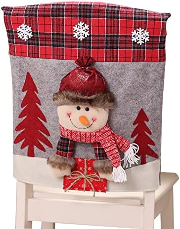 FQQWEE 4PCS Christmas Chair Covers with Santa Snowman Designs