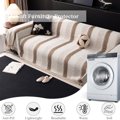 Ferdilan 3 Cushion Sofa Cover Protector Coffee Stripe 71x118