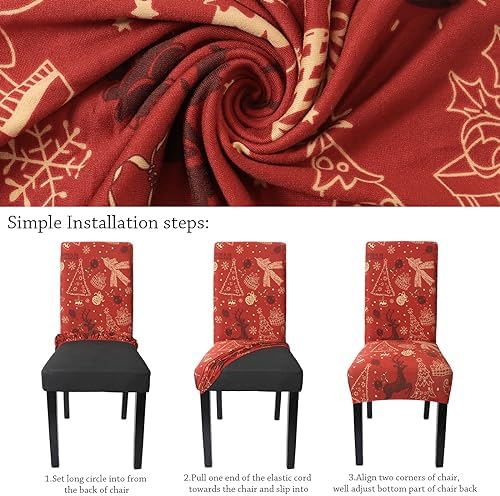 4PCS Christmas Chair Covers with Tree Elk Pattern