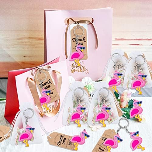 24 Pack Pink Flamingo Keyring Party Favor for Flamingo Lovers