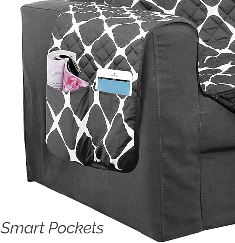 Elegant Comfort Quilted Slipcovers Reversible Solid and Printed Design