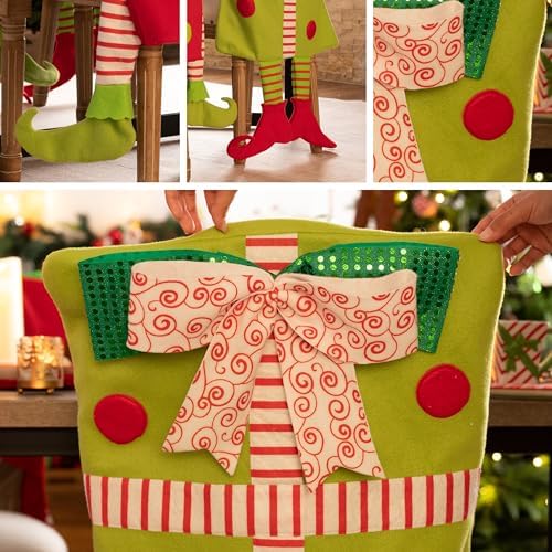 Valery Madelyn 2 Pack Elf Christmas Chair Covers with Legs
