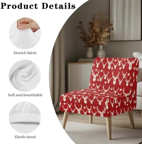 Stretch Armless Deer Print Accent Chair Slipcover