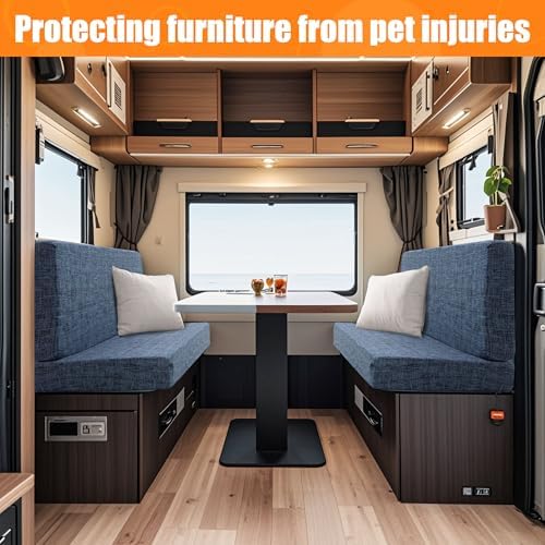 BIETYONE RV Dinette Cushion Covers Grid Deep Blue 2 Backrest 2 Bench Covers