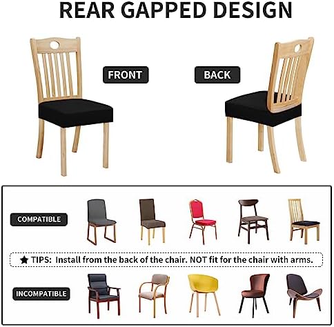 Easy-Going 100 Waterproof Dining Chair Covers Set of 4 Black