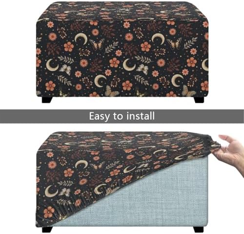 Flowers Moon Ottoman Slipcover for Stool and Bench