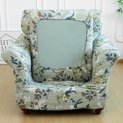2 Piece Armchair Slipcover with Cushion Cover Floral Pattern Washable
