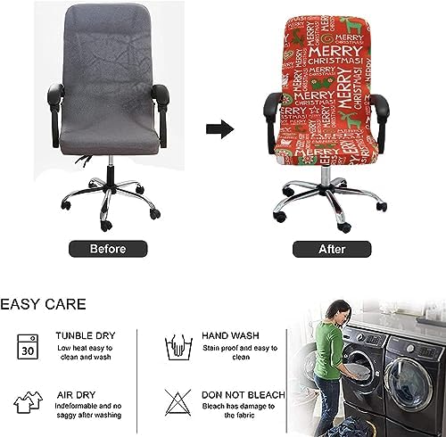 Christmas Office Chair Covers Stretchable Protective Slipcover for Modern High Back Chair