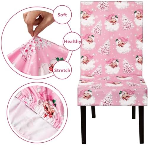 4Pcs Christmas Chair Covers with Santa and Tree Design