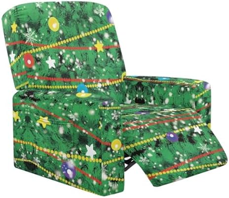 Lazyboy Recliner Chair Cover with Christmas Lights Green 4-Piece Set