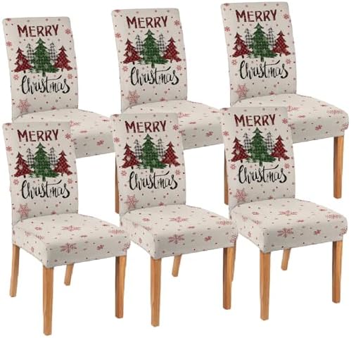 Christmas Chair Covers Set of 6 for Dining Room