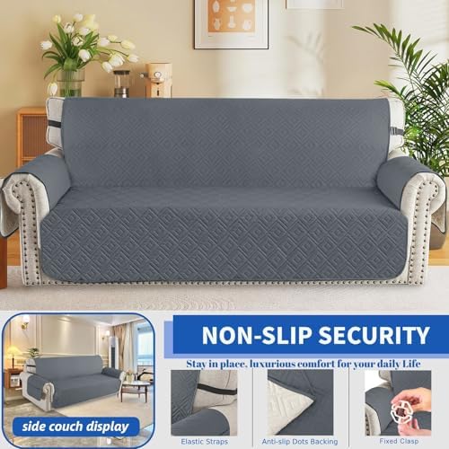 XINEAGE Waterproof Sofa Cover for Pets and Kids 69 Inch Dark Gray
