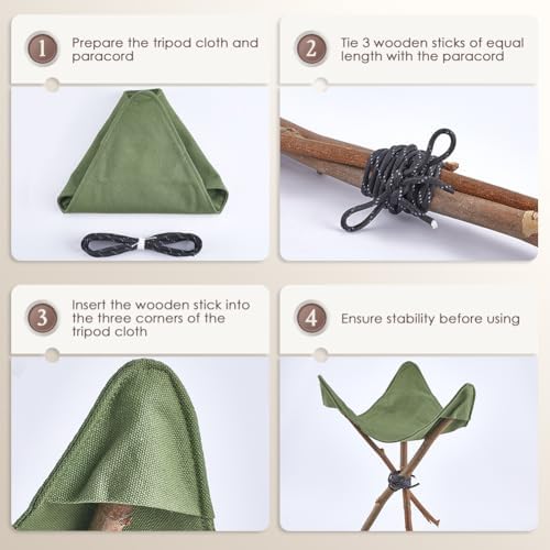 GORGECRAFT 2 Sets Triangular Stool Covers Canvas Foldable Camping Chair Covers Olive Drab