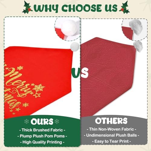 4Pcs Christmas Chair Covers with Santa Hat and Pompon