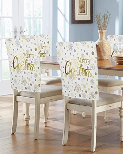 Savannan Dining Chair Covers with Snowflake Polka Dot Design Set of 4