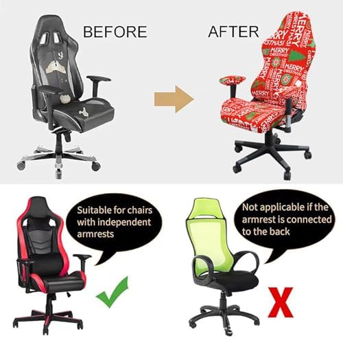 Gaming Chair Covers with Armrest Protection - Christmas Vermilion