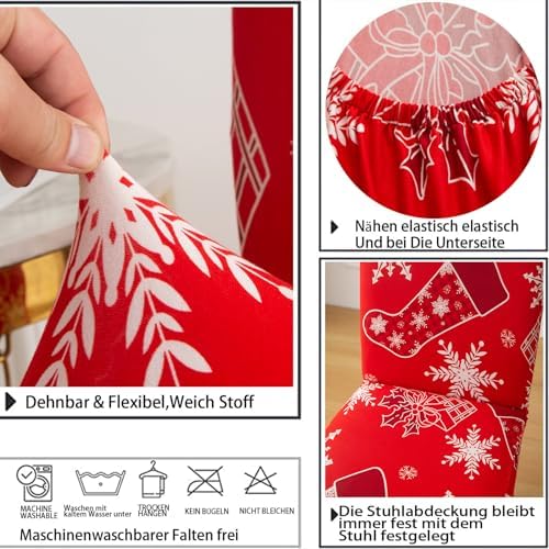 DLMWELL Christmas Stretch Chair Covers Set of 4 1