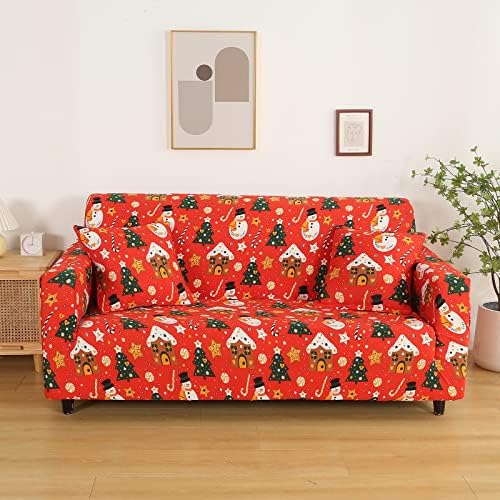 Christmas Theme Stretch Sofa Cover for 2 Seater Living Room
