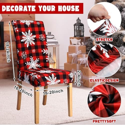 Preboun 6 Pcs Christmas Chair Covers with Snowflake Pattern