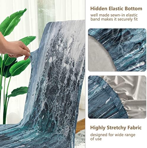Turquoise Blue Black White Gray Dining Chair Slipcovers 4 Pack Universal Fit