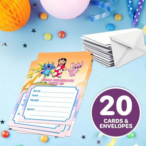 20 Pack Lilo Kids Fun Pink Birthday Invitations