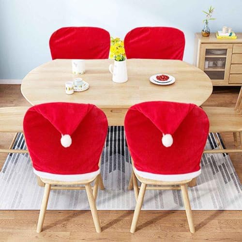 Happylain 2 PCS Christmas Chair Covers with Santa Hat Design 1