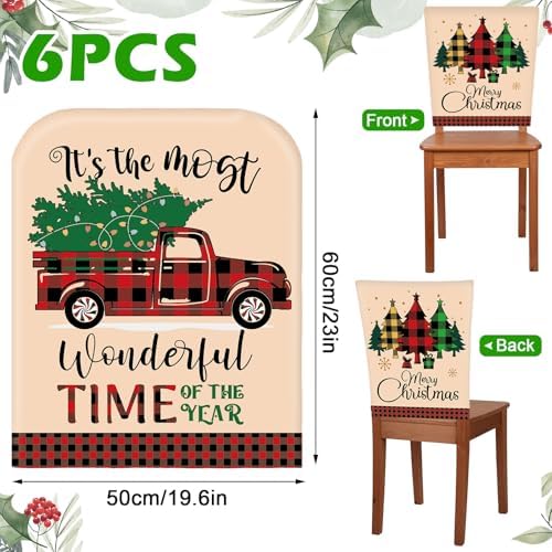 Ganeen 6 Pcs Christmas Chair Covers with Santa Hat and Shoes