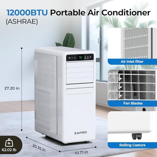 ZAFRO 12000 BTU Portable Air Conditioner with 3-in-1 Functionality