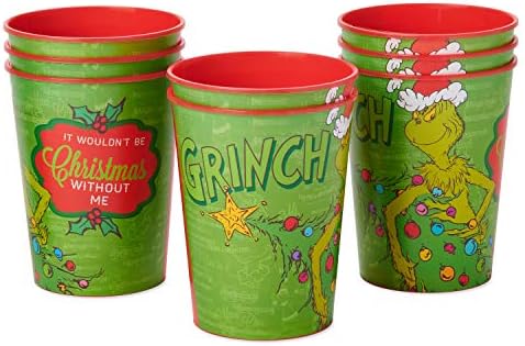 American Greetings Reusable Plastic Cups with Grinch Design