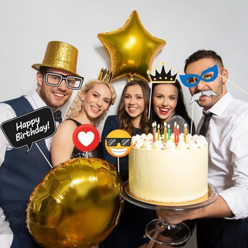 35pcs Insta-Themed Selfie Photo Booth Props with Emoji and Speech Bubbles
